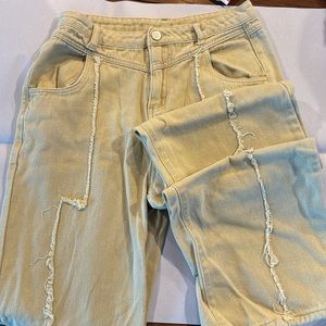 Bailey Rose Beige Denim rough edge straight Pants M